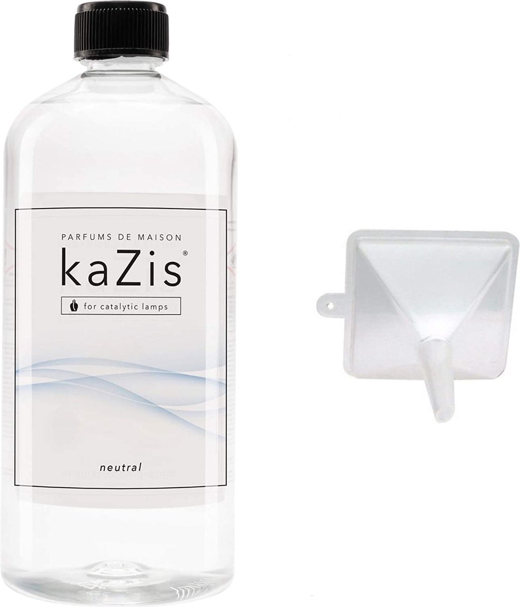 KAZIS® Neutrale geur en Trechter - 1000 ml navulling geschikt voor Lampe Berger, LampAir, Ashleigh & Burwood en Millefiori