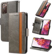 Stijlvol Tweekleurig PU-leer Wallet Flip Case + PMMA Screenprotector voor Galaxy S20 FE _ Grijs