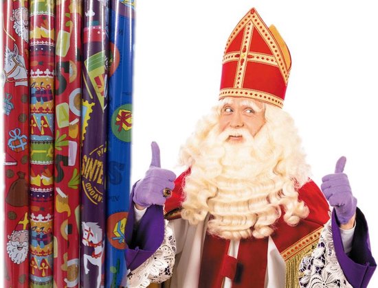 Foto: Sint 5 rollen sinterklaas inpakpapier 70x300 cm