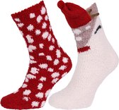 2x Kerst, rood en wit, hoge sokken, OEKO-TEX