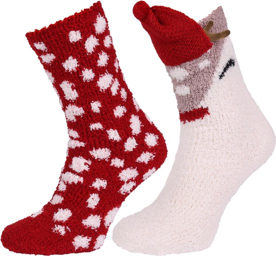 2x Noël, chaussettes hautes rouges et blanches, OEKO-TEX | bol