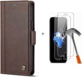 GSMNed – Hoogwaardig Hoesje iPhone XR Bruin – Luxe Leren Pu Hoesje – 3 pasjes houder – Design – magnetische sluiting – Met Screenprotector