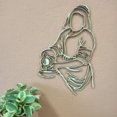 Melkmeisje Vermeer - Houten wanddecoratie - Line art - Originele wanddecoratie - Makkelijk op te hangen (boren niet nodig) - 60 cm hoogte