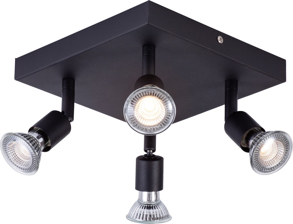 FANTASIA RUNE 4L PLAFONDSPOT ZWART LED 5W DIMBAAR 4X GU10 VIERKANT