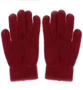Dames handschoenen van extra zacht wol - wijn rood