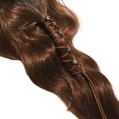 Haarveter-roest bruin-Zilverkleur Kralen-hartje-Suede-Charme Bijoux