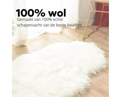 Schapenvacht –Dierenvellen– Schapenhuid – Vloerkleed – Woonkamer Decoratie – Wit – Leer - 100-110 x 60-70cm