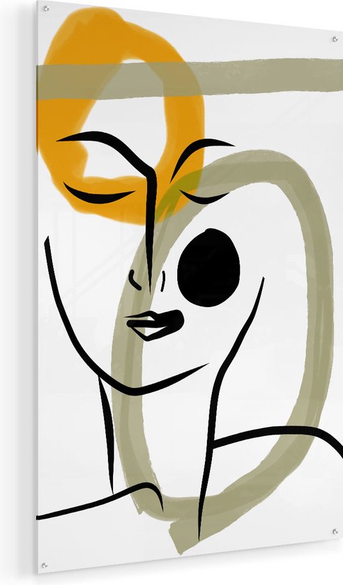 BELLART Tableau en verre - Portrait Visage Abstrait main image 0