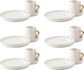 Schafer porselein Hayal - Espresso kopjes met schoteltjes 90 ml - set van 12 - wit