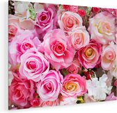 Artaza Glasschilderij - Roze Rozen Achtergrond - Bloemen - 50x40 - Plexiglas Schilderij - Foto op Glas