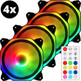 RGB Fan PC fan Set van 4 - Case Fan 120x120mm 6-pin High Airflow - Computer behuizing ventilator fan Earkings met Controller en Afstandsbediening