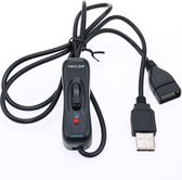 Ninzer USB Verlengsnoer kabel met Aan/Uit Schakelaar - 1 meter | Zwart