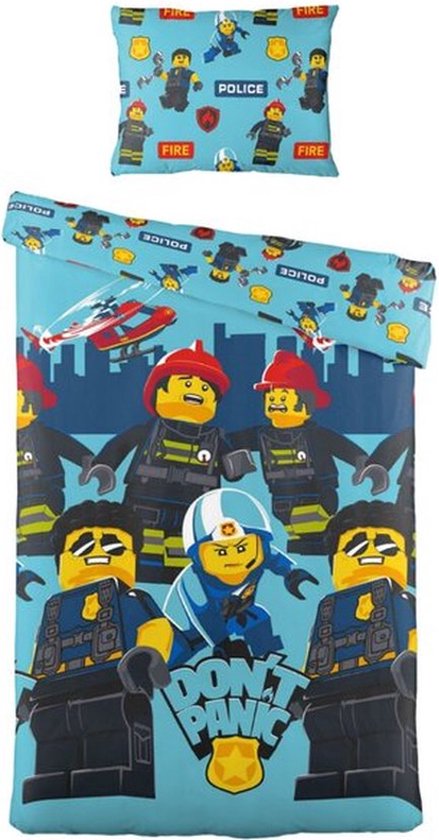 Dekbedovertrek Politie en brandweer LEGO City Don't Panic 1 persoons 140 cm  x 200 cm | bol.com