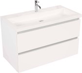 Saqu Gaia Slimline badmeubelset 100x40cm 1 kraangat Glans Wit