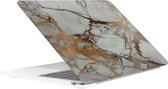 MacBook Air Hard Case - Hardcover Shock Proof Hardcase Hoes Macbook Air 2020/2021 A1932/A2179/A2337 Cover - Marble White/Gold