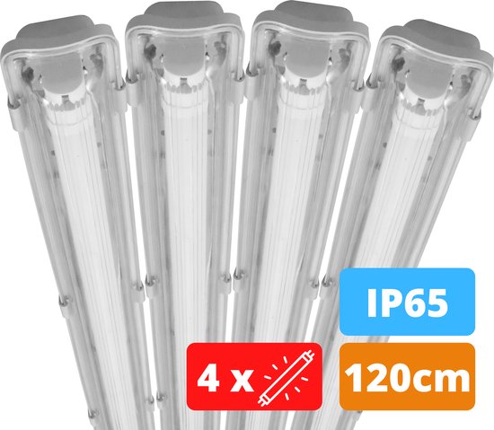 Proventa LED TL lampen met armatuur 120cm - IP65 - 4000K - 2160 lumen - 4 stuks