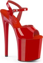 Pleaser - NAUGHTY-809 Sandaal met enkelband, Paaldans schoenen - US 11 - 41 Shoes - Rood