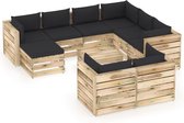 Decoways - 10-delige Loungeset met kussens groen geïmpregneerd hout