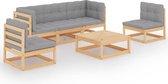 Decoways - 6-delige Loungeset met kussens massief grenenhout