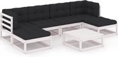 Decoways - 7-delige Loungeset met kussens massief grenenhout wit