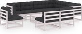 Decoways - 10-delige Loungeset met kussens massief grenenhout wit