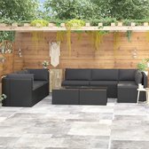 Decoways - 9-delige Loungeset met kussens poly rattan zwart