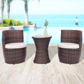 Decoways - 3-delige Bistroset met kussens poly rattan bruin