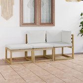 Decoways - 3-delige Loungeset met crèmekleurige kussens
