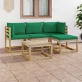 Decoways - 5-delige Loungeset met groene kussens