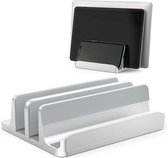 YONO Aluminium Laptop Houder Verticaal XL – Verticale Standaard voor Bureau – Tablet - Telefoon - Zilver