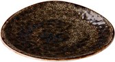Q Authentic Jersey Bord - Driehoek - Bruin Ø21x(H)1,3cm ( Set van 6 )