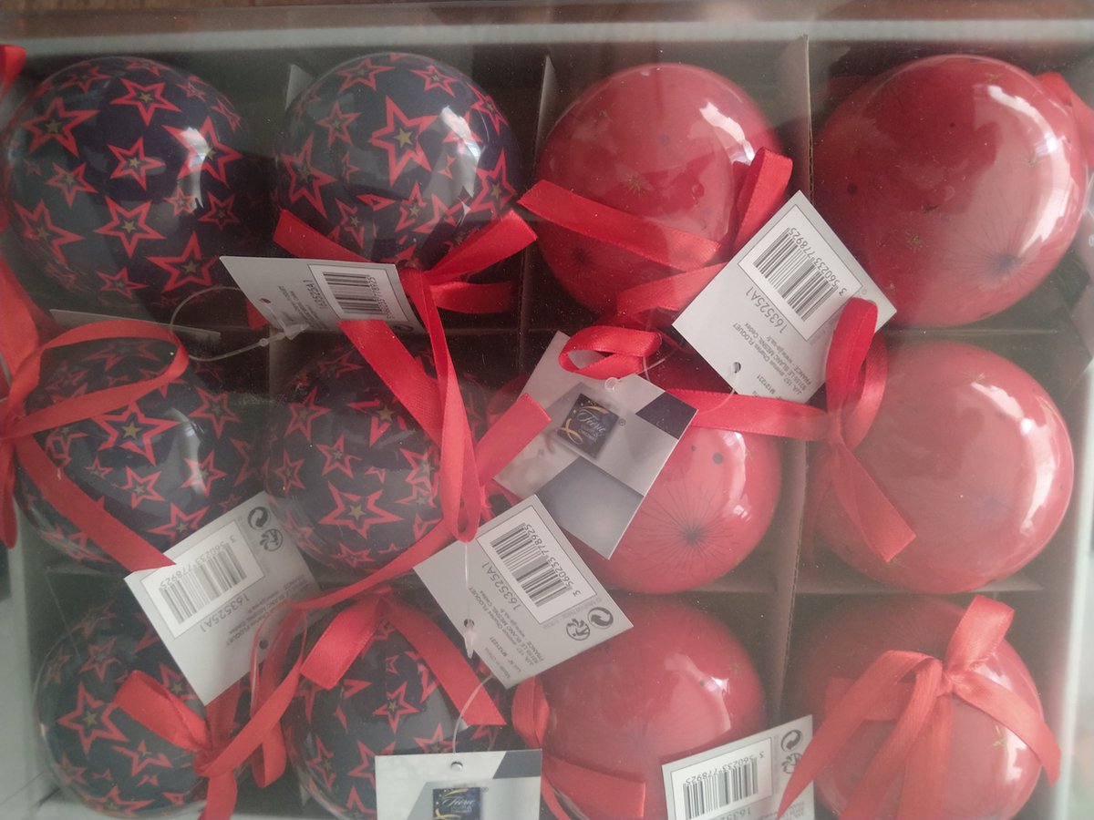 Set van 12 bedrukte kerstballen Papier/Polstyreen - 7.5 cm