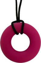 Bijtketting-Kauwketting- Ring- Subtiel-met Satijnkoord- Fuchsia