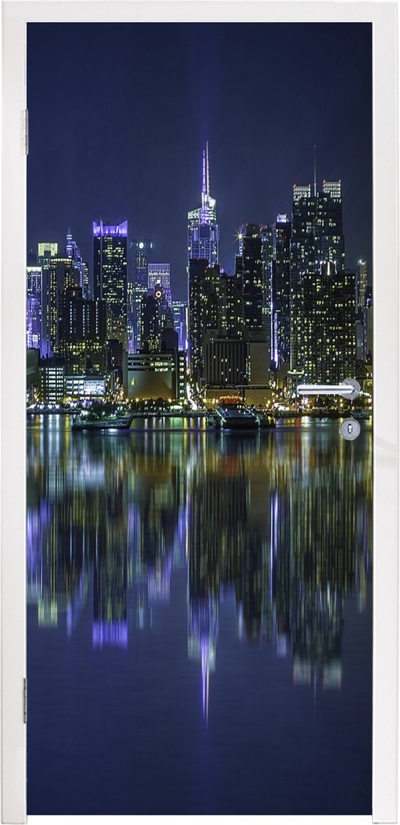 Afbeelding van product StickerSnake  Deursticker New York - Skyline - Amerika - 95x215 cm - Deurposter