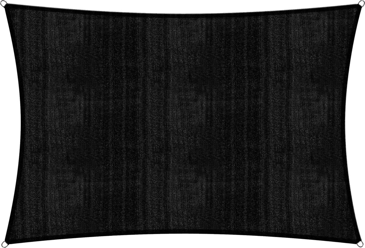 Vierkante luifel van Lumaland incl. spankoorden|Vierkant 4 x 5 m| 160 g/m² - zwart