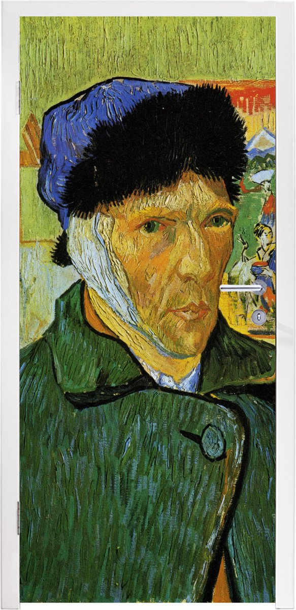 Afbeelding van product StickerSnake  Deursticker Zelfportret met verbonden oor - Vincent van Gogh - 85x205 cm - Deurposter