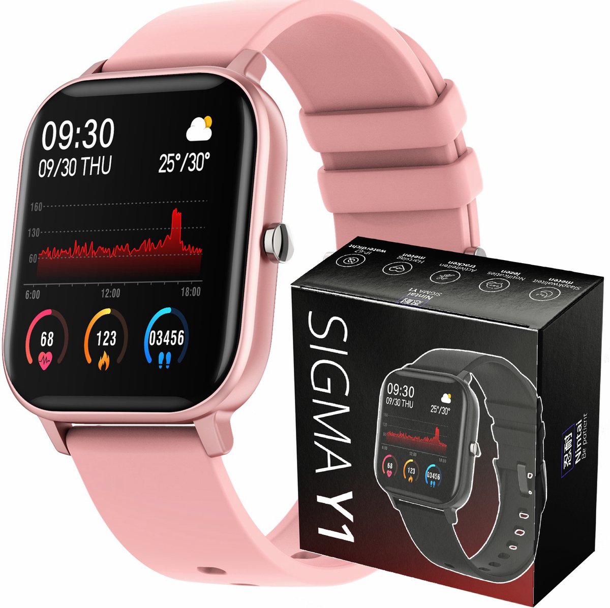 Nintai® - Activity Tracker Dames- Hartslagmeter Smartwatch - Waterdicht - 6 Sporten - Batterijduur 7 dagen - Nintai