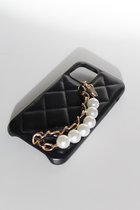 bebeautiful lederen telefoonhoesje met parel handketting IPhone 12PRO