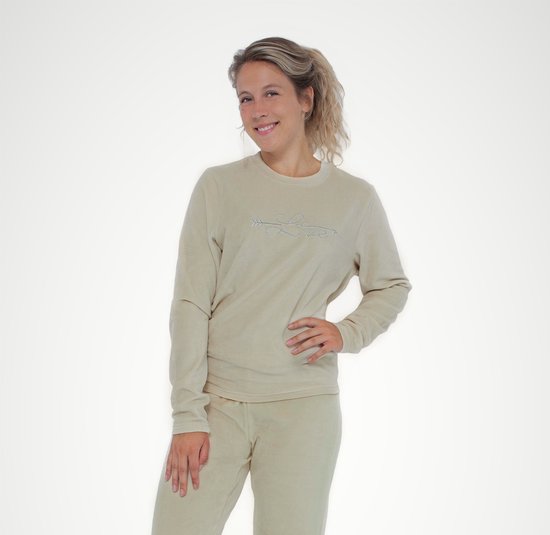 Dames velours pyjama-lounge set-huispak in geschenkdoos, maat M, kleur beige