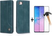GSMNed - Leren telefoonhoes X/Xs blauw - Luxe iPhone hoesje - iPhone hoes shockproof - pasjeshouder/portemonnee – blauw - 1x screenprotector iPhone X/Xs