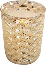 Luxe LED kaars in glas goud structuur 12 cm flakkerend - Kerst diner tafeldecoratie - Home deco kaarsen