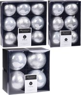 Kerstversiering kunststof kerstballen zilver 6-8-10 cm pakket van 38x stuks - Kerstboomversiering - Luxe finish motief