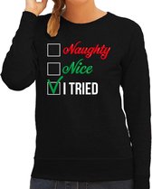 Naughty nice foute Kersttrui - zwart - dames - Kerstsweaters / Kerst outfit M