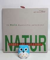 NATUR Duurzame Kleurpotloden en Uil Puntenslijper Blauw - 24 Natuurlijke Potloden - Duurzaam - Onbehandeld Hout - Biologisch - Cadeau Tip