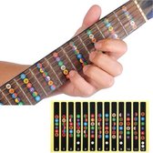 Gitaar fretboard stickers – Gitaar spelen voor beginners - Guitar Chords - Gitaarakkoorden sticker - Gekleurde fret stickers voor het leren spelen van gitaar – 12 stickers Zwart