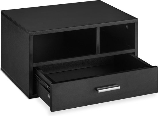 Relaxdays bureaukast op wielen, met 4 open vakken, kantoorkast, H x B x D: 49 x 40 x 30 cm, printertafel, wit Relaxdays bureaukast op wielen, met 4 open vakken, kantoorkast, H x B x D: 49 x 40 x 30 cm, printertafel, wit