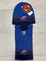 Spiderman Jongens 3-Delig winterset Handschoenen-Muts-sjaal blauw 3 tot 6 jaar