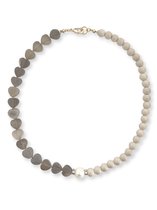 Zatthu Jewelry - N21AW360 - Heia grijs beige hart ketting met halfedelsteen