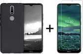 Nokia 2.4 hoesje zwart siliconen case hoes cover hoesjes - 1x Nokia 2.4 screenprotector