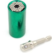Universele dopsleutel "Gator Grip", inclusief adapter, voor op je boormachine of ratelsleutel. Groen